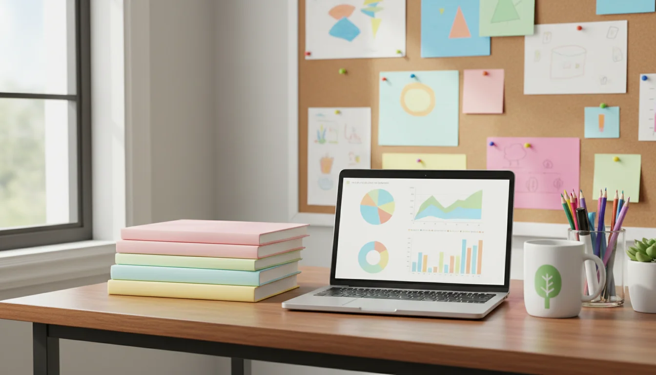 School counselor workspace with SEL research materials and books